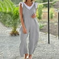 thumbnail image 4 of Baqcunre One Piece Jumpsuits For Women Women'S Sleeveless Jumpsuit Summer Wide Leg Bib Pants Bottons Jumpsuit Romper With Button Pockets Button Sweatpants Pants For Women Grey XL, 4 of 6