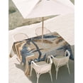 thumbnail image 3 of 60x102 Inch Outdoor Tablecloth with Umbrella Hole Zipper Rectangle Navy Blue Brown Rectangular Tablecloths Outside Waterproof Tropical Botanical Palm Leaves Retro Patio Table Cover for Picnic Party, 3 of 8