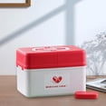 thumbnail image 4 of Botiquín de primeros auxilios de plástico, organizador de medicamentos, asa portátil, para emergencias familiares. rojo, 4 of 8
