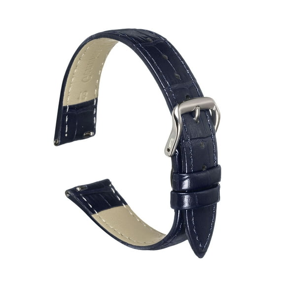 Uxcell Quick Release Leather Watch Band 18mm Embossed Pattern Leather Watch Strap Replacement for Men Women, Dark Blue