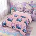 thumbnail image 2 of Manfei Kawaii Axolotl Pattern Full Size Comforter Sets,Ocean Themed Animal Bedding Comforter Set,Pink Reversible,3 Pieces,1 Comforter and 2 Pillowcases, 2 of 7
