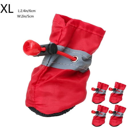 FYTPOV 4pcs Dog Shoes for Small Dogs  Anti-Slip Dogs Boots Paw Protector  Puppy Booties with Reflective Straps  Cat Dog Shoes for Indoor Hardfloors  Red  XL