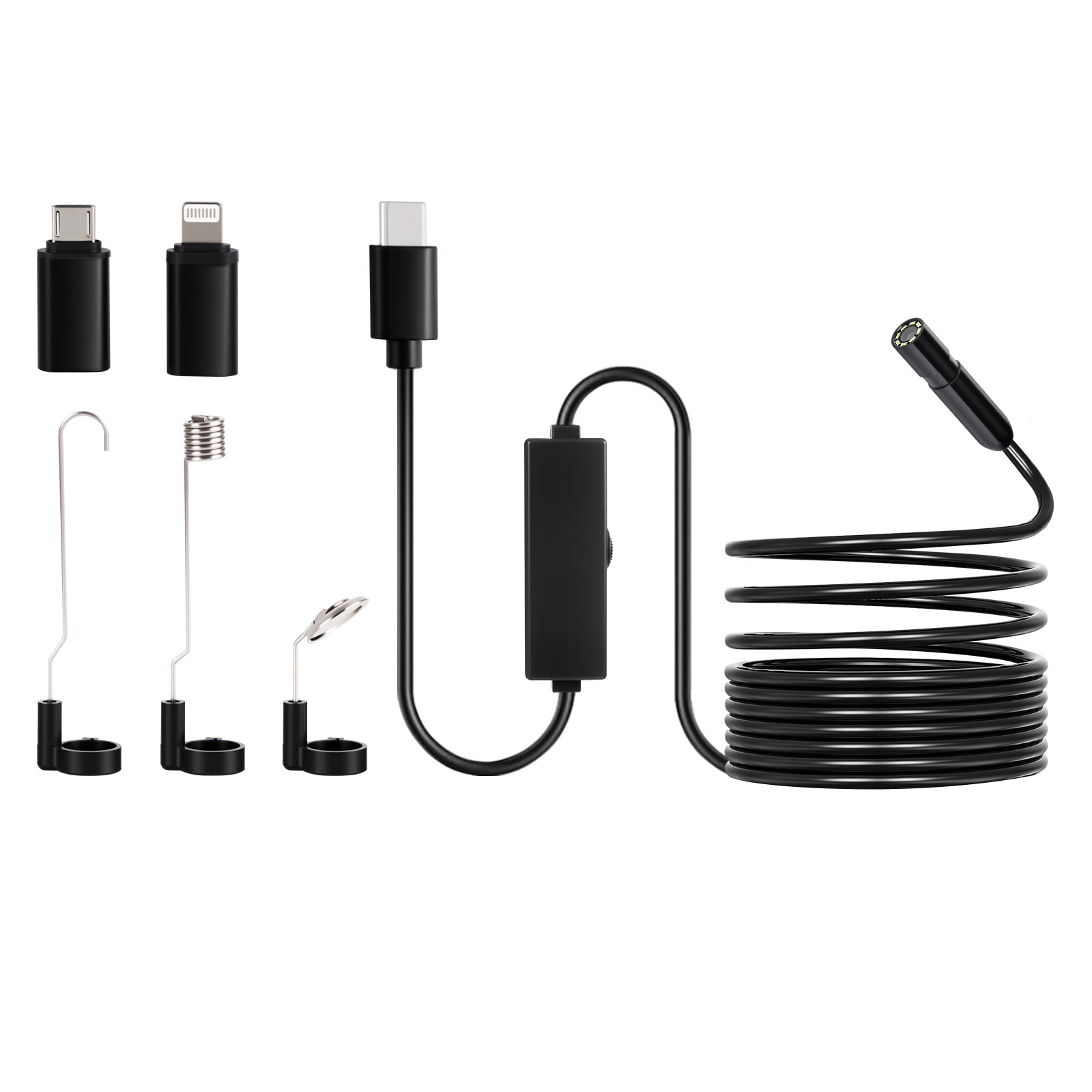 VEVOR Endoscope Camera with Light, 1920P HD Borescope for Android & IOS, 8 LED Lights Inspection Camera with 16.4FT Semi-Rigid Cable, 2X Zoom, IP67 Waterproof Snake Scope Camera for Auto, Plumbing