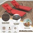 thumbnail image 4 of 2-Piece Rattan Patio Chaise Lounge Set - 5-Position Adjustable Folding Recliner Chairs with Cushions & Pillows - Perfect for Poolside, Backyard, Deck, Porch, 4 of 8
