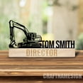 thumbnail image 2 of Craftnamesign Custom Wooden Excavator Driver Desk Name Plate, Excavator Metal Nameplate for desk, 2 of 5