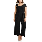Angle View: LOVE SQUARED Women's Plus One Shoulder Jumpsuit
