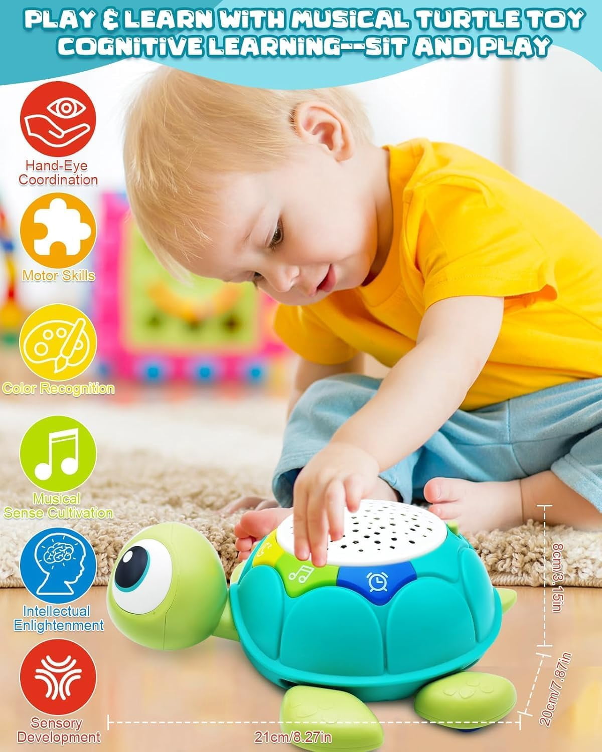 Baby Crawling Toys,  Musical Toys with Light & Sound, Early Educational Toy, Turtle Crawling Toys Walking Toys for Boys Girls
