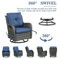 thumbnail image 3 of Gymojoy  Outdoor Wicker Rocking Lounge Chairs with Swivel Base (Set of 2) Grey Wicker / Blue Cushion, 3 of 4