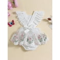 thumbnail image 5 of Raccmtaty Baby Girls Romper Dress, Fly Sleeve Embroidery Flower Lave Patchwork Bodysuit Summer Clothes, 5 of 8
