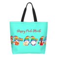 thumbnail image 2 of Bingfone Canvas Tote Bag for Women with Inner Pocket Aesthetic Cute Shopping Tote Bags Reusable Grocery Bags-Lgbt Gnome, 2 of 9