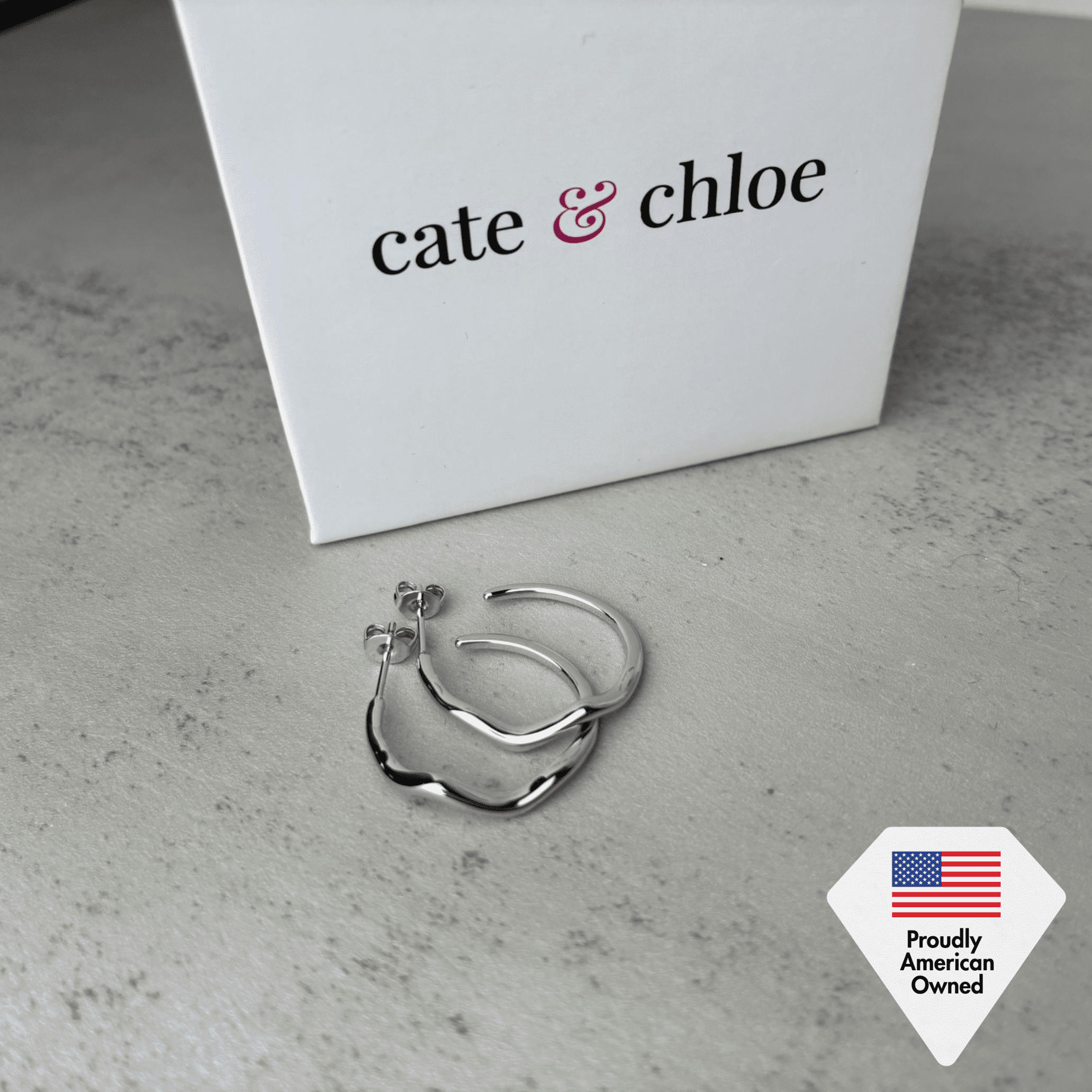 Cate & Chloe Serena 18k White Gold Plated 22mm Hoop Earrings for Women, Gift for Her