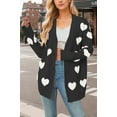 thumbnail image 2 of Women Love Heart Graphic Oversized Sweaters Valentine Cute Cardigan V-neck Open Front Button  Mid Length Jacket, 2 of 5