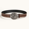 thumbnail image 5 of ibiyuan Mens Belts Casual Western Cowboy Belt with Bull Buckle Floral Embossed Design Adjustable Fashion Accessory for Daily Wear and Parties, 5 of 6