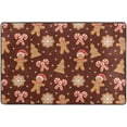 thumbnail image 4 of Dreamtimes Christmas Gingerbread Candy Non-Slip Area Rug 36"x24", Cartoon Snowflake Tree Brown Floor Carpet Comfort Floor Mats Decor for Indoor Front Porch,Living Room, Bedroom,Kitchen, 4 of 5
