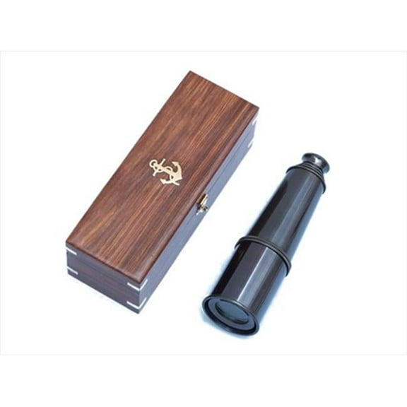 Admirals Brass Antique Spyglass Telescope 27 in. With Rosewood Box Decorative Accent