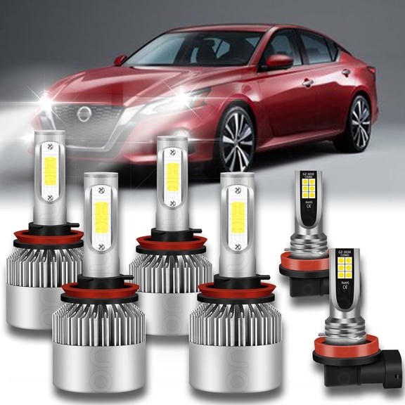BMZONCC For 2007-2018 Nissan Altima LED Headlight Bulbs High/Low Beam Fog Light H9 H11 6pcs