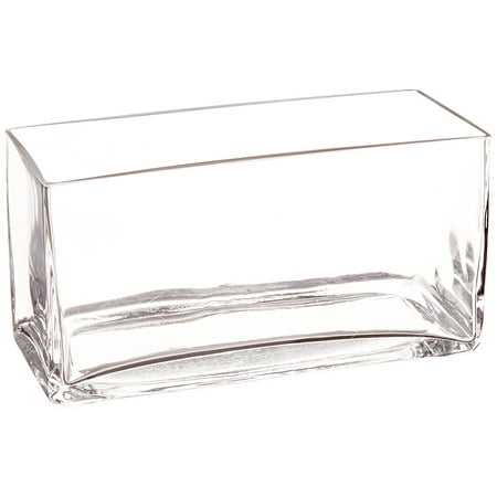 Clear Long Rectangle Block Glass Vase 3 5 By 8 By 4 Inch Width