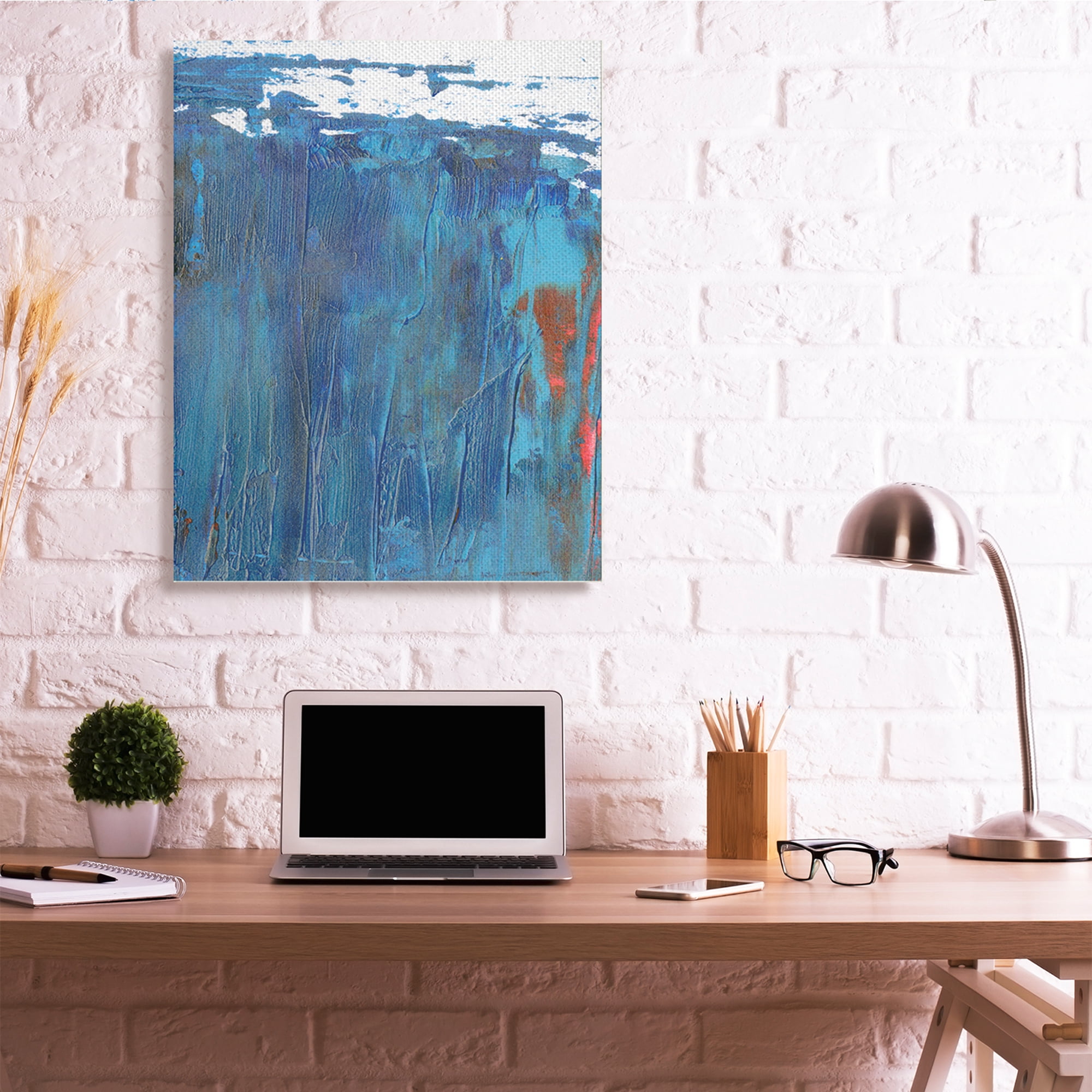 Stupell Industries Sea Wave Inspired Abstract Design Blue Red Canvas Wall Art, 36 x 48, Design by Melissa Wang