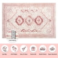 thumbnail image 7 of Jamfeel Rugs for Living Room Vintage Print Non-slip Low Pile Area Rug Ultra-Thin Soft Washble Carpets 5' X 8' Pink, 7 of 7