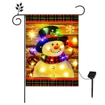 Lighted Winter Garden Flag for Outside, Led Garden Flag, Winter Garden Flags 12X18In Double Sided for Yard Garden Lawn,1 x garden flag 1 x Solar panel kit,As Shown