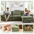 thumbnail image 5 of Ktaxon 120" W Sectional Sofa L Shaped Couch with Chaise Living Room Sleeper Set, 4 Seats with Chenille and Double Layer Cushions Olive Green, 5 of 16