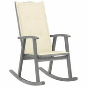 Angle View: Rocking Chair with Cushions Gray Solid Acacia Wood