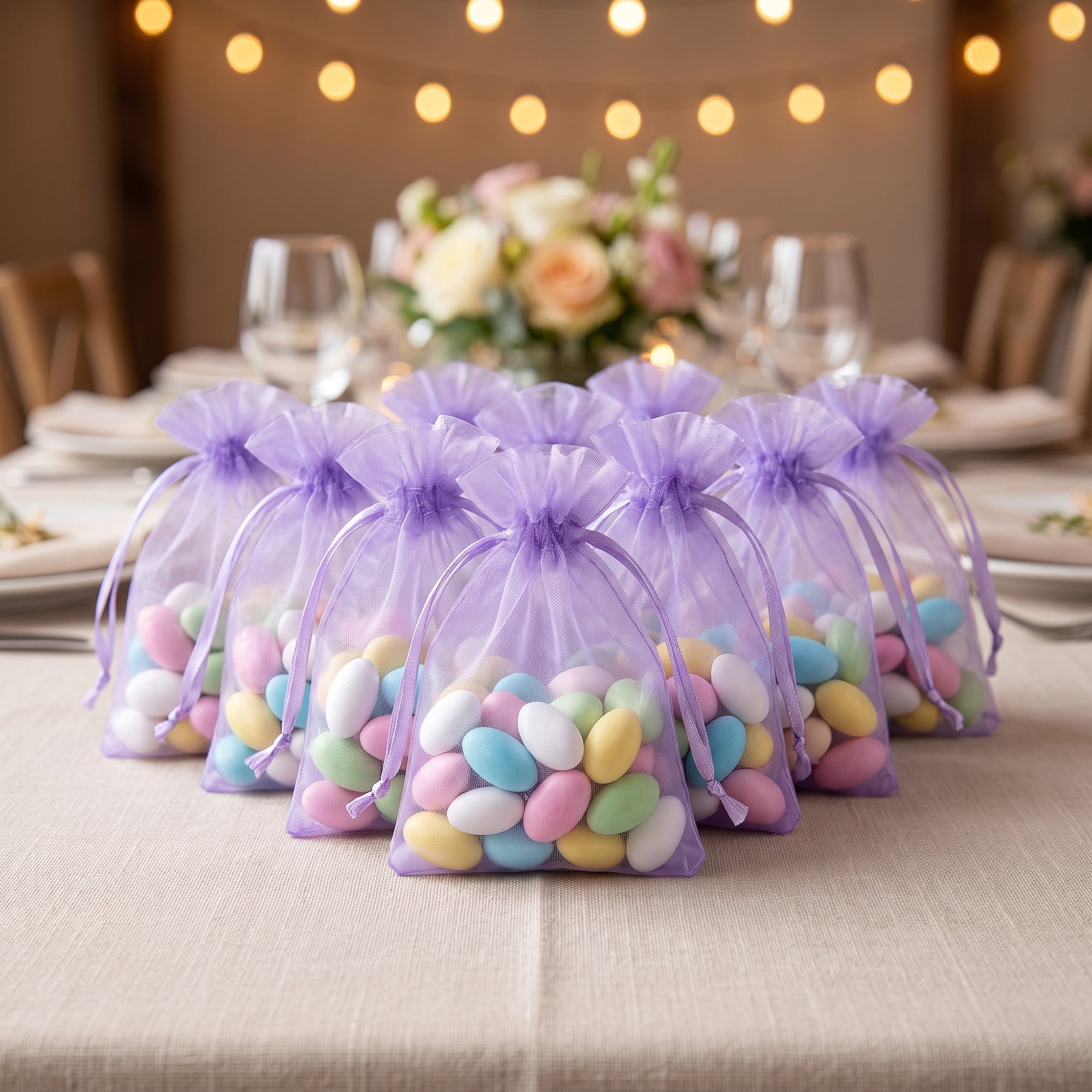 Unique Bargains Multi-Purpose Gift Bags with Handles for Events Light Purple 3.5" x 4.7"