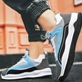 thumbnail image 2 of XIMIN Men's Suede Leather Platform Lace-Up Low Top Colorful Block Sneakers Non Slip Fashion Comfortable Lightweight Street Style Walking Workout Sport Work Tennis Shoes, 2 of 5