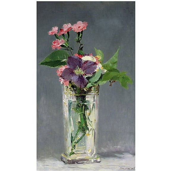 Trademark Fine Art "Pinks and Clemantis in a Vase 1882" Canvas Art by Edouard Manet