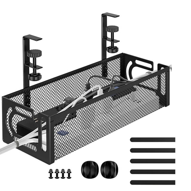 Cable Management Under Desk, Under Desk Cable Management Tray, Desk Cable Organizer,Cable Management Box,Cord Organizer