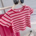 thumbnail image 4 of Minnieouse Niños rayas patrón camiseta pantalones conjunto ejercicio senderismo deportes estilo Casual elástico niñas Tops pantalones Kit 110 Type3 NO3, 4 of 6