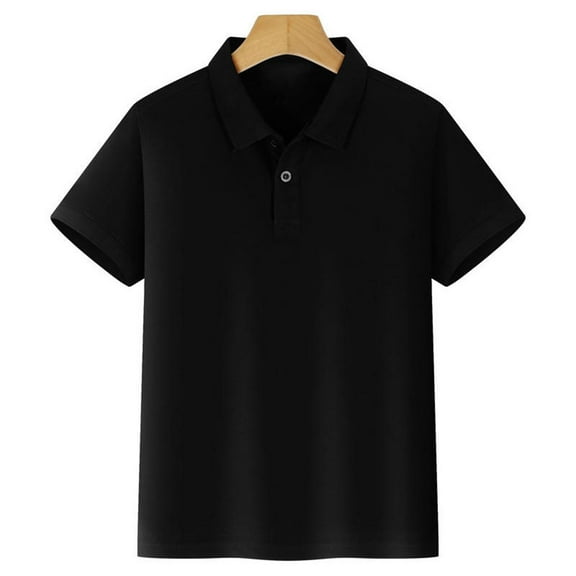 RTKFRFLM Kids Short Sleeve Polo Shirt Classic Summer Cotton Uniform Top Blue 5-6 Years