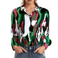 thumbnail image 2 of Spring Tops for Women Fashionable Button Up Long Sleeve Floral Print Shirt Womens Shirts Red L, 2 of 4