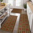 thumbnail image 2 of Brown Red Yellow Plaid Checkered Pattern Kitchen Rugs Sets Of 3,Kitchen Runner Rugs Non Skid Washable,Decorative Kitchen Floor Mats for Kitchen,Sink,Laundry,17"x30"+ 17"x47" + 17"x59", 2 of 6