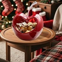 Ceramic Apple Shaped Decorative Bowl Holiday Fruit Tray for Keys Candy Storage Modern Home Decor for Entryway Desktop Living Room Christmas Ornament