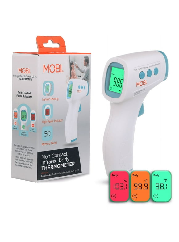 MOBI - Baby Non-Contact Forehead Digital Thermometer with Object Temperature Mode - Touchless with High Fever Indicator - No Touch Thermometer for Baby, Kids, & Adults - Intrusive Free Readings