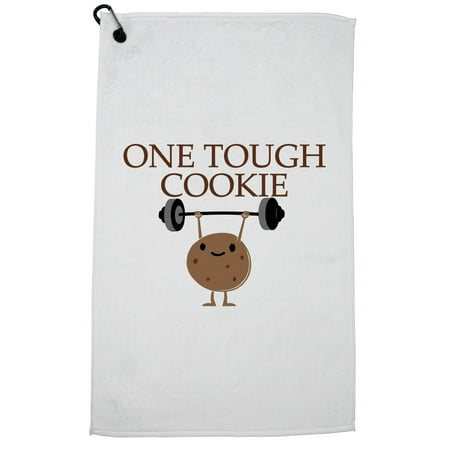 One Tough Cookie - Hilarious Weight Lifting Cartoon Golf Towel with Carabiner (Best Weight Lifting For Golf)
