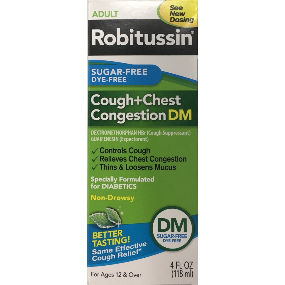 Robitussin Peak Cold SugarFree Cough & Chest Congestion DM Liquid, 4