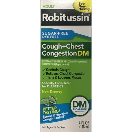 Robitussin Peak Cold Sugar-Free Cough & Chest Congestion DM Liquid, 4