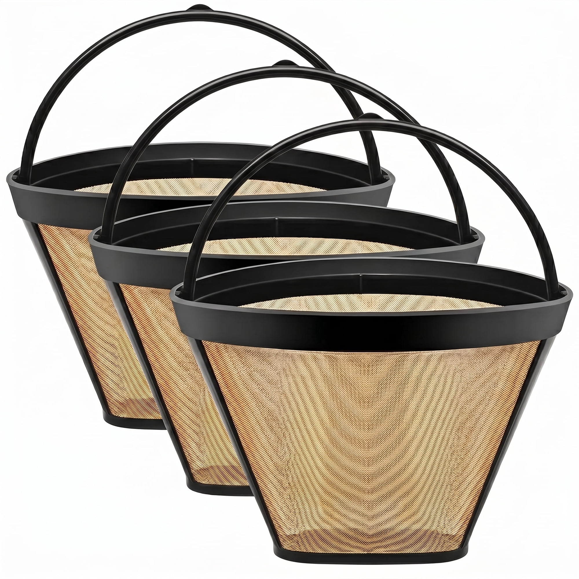 3 Pack Reusable Permanent Cone Coffee Filters 10-14 Cup, Stainless Steel Mesh, BPA Free, Fits Cuisinart & Ninja Coffee Makers, Dishwasher Safe