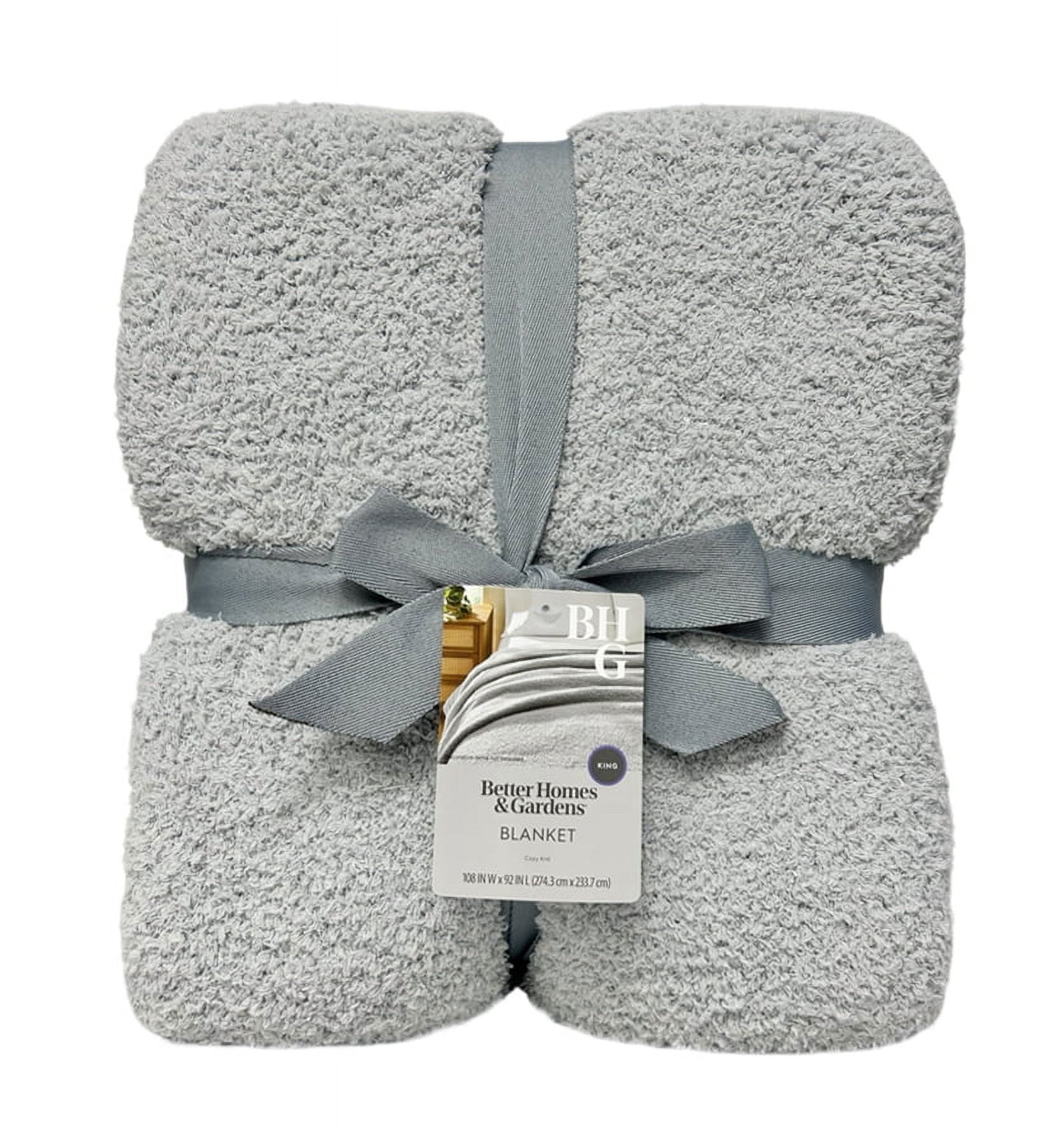 (2 pack) Better Homes & Gardens Cozy Knit Blanket, Light Grey, King