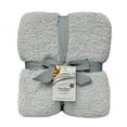thumbnail image 4 of (2 pack) Better Homes & Gardens Cozy Knit Blanket, Light Grey, King, 4 of 5