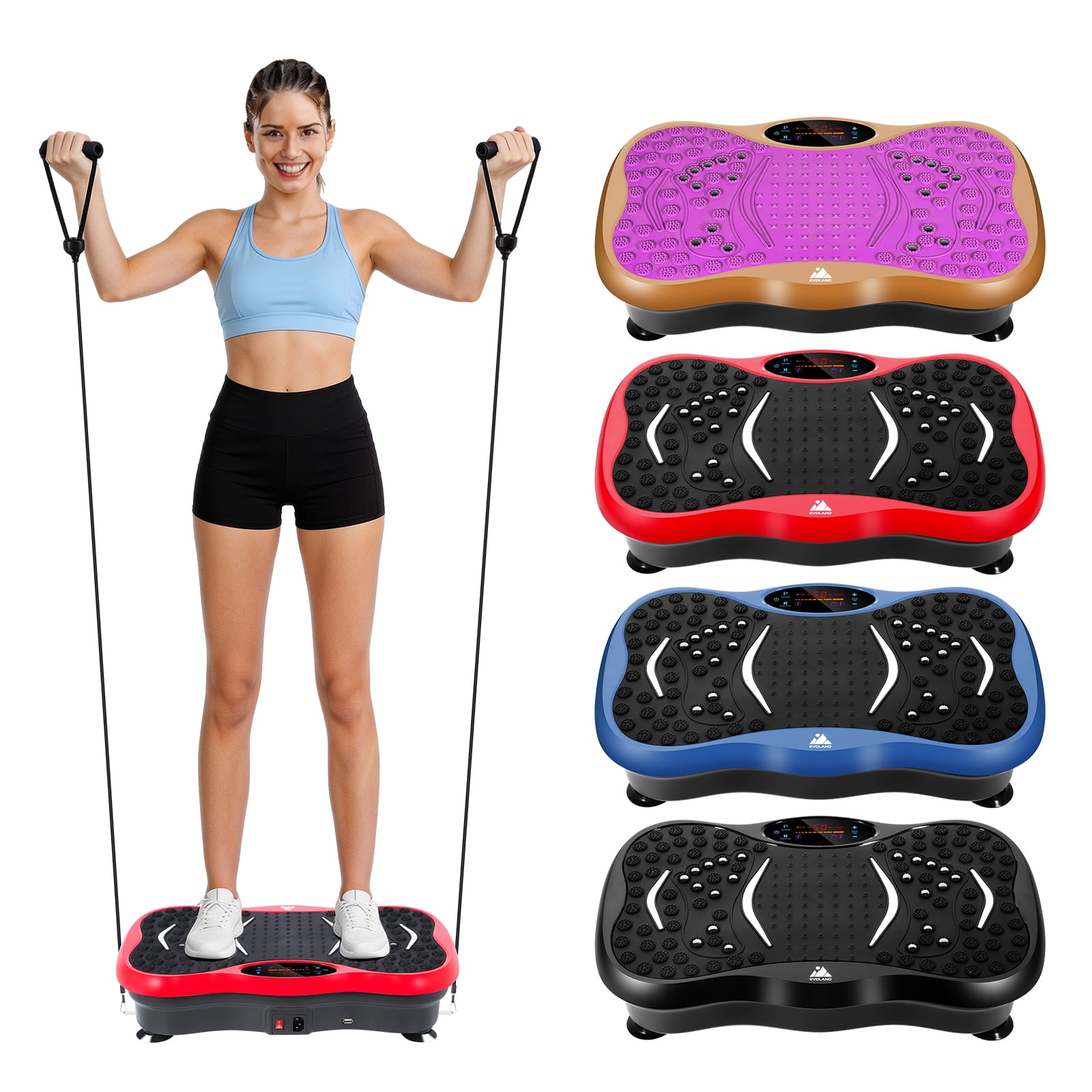 Vowella Vibration Plate Exercise Machine with 99 Speed Levels, Compact Home Fitness Platform for Weight Loss, Toning & Full Body Workout, 6 Workout Modes, Bluetooth & LCD Display, Holds 330 lbs, Red
