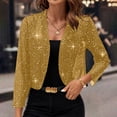 thumbnail image 6 of fatyb Women's Sparkly Cardigan Open Front Mesh Cardigan Thin Long Sleeve Party Clubwear Cropped Jacket, 6 of 7