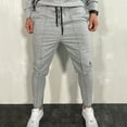 thumbnail image 2 of OSOLU Solid Color Men's Zipper Casual Thin Sports Sweatpants Breathable No Elasticity Trousers Pockets Pants Everyday Comfort Versatile Bottoms, 2 of 9