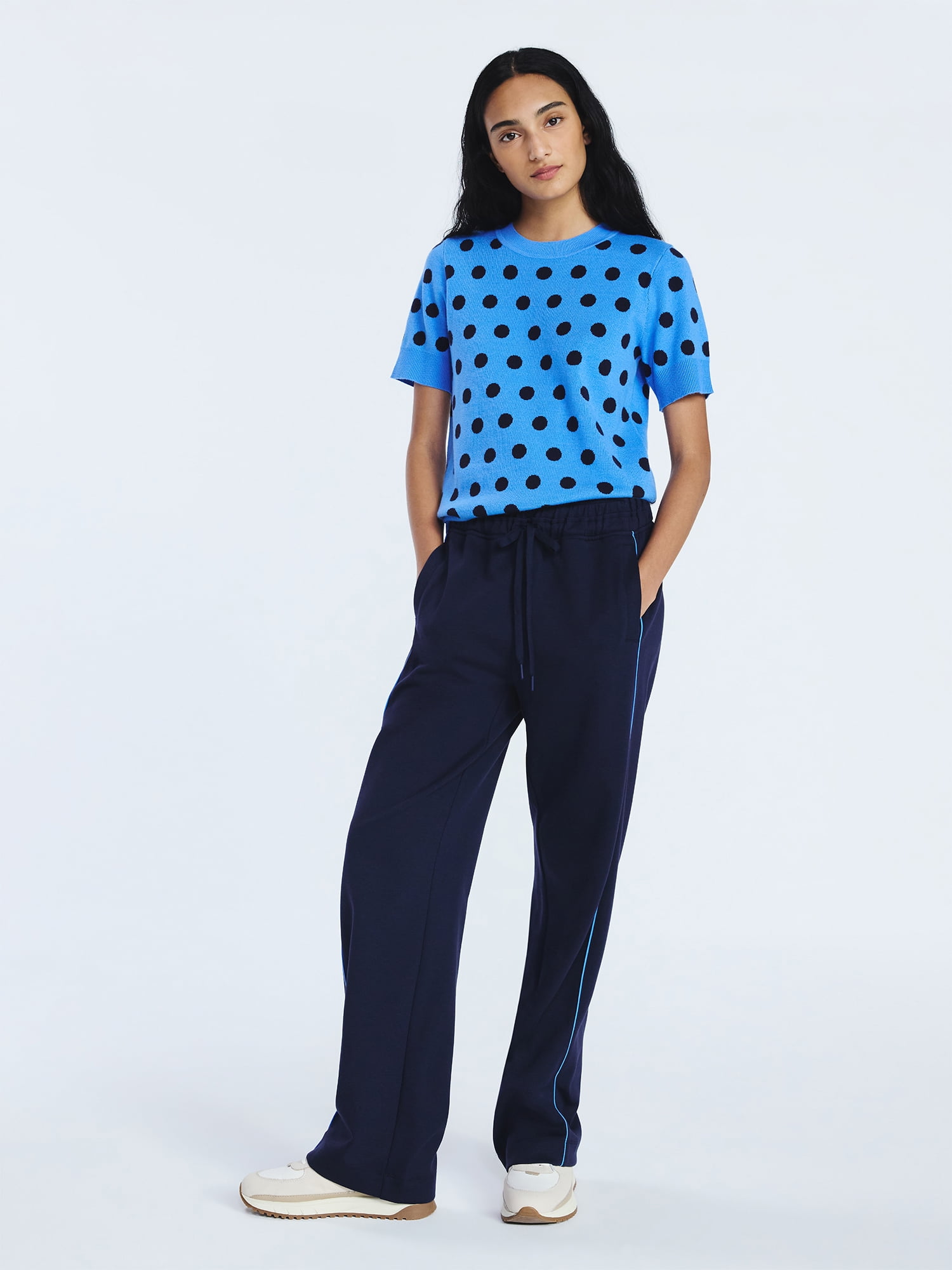 Free Assembly Women's and Women's Plus Cozy Yarn Shrunken Sweater Tee with Short Sleeves, Solid & Print, Lightweight, Sizes XS-4X
