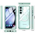 thumbnail image 2 of Clear Magnetic Cover Case for Apple Samsung Galaxy S24, with Built-in Tempered Glass Screen Protector, [Compatible with Magsafe] Full Body Rugged Shockproof Case for Samsung Galaxy S24, Green, 2 of 5