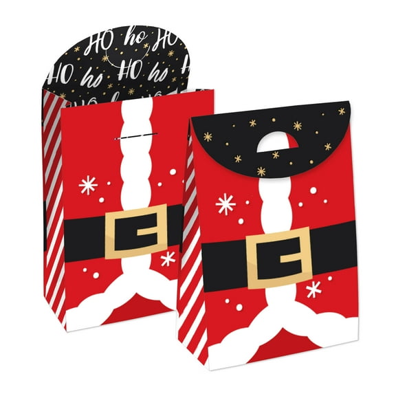 Big Dot of Happiness Secret Santa - Christmas Gift Exchange Gift Favor Bags - Party Goodie Boxes - Set of 12