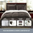 thumbnail image 2 of 3PC Chocolate Queen (90" x 90") Sherpa & Faux Micromink Comforter and Sham Bedding Set Reversible Ultra Plush, 2 of 6