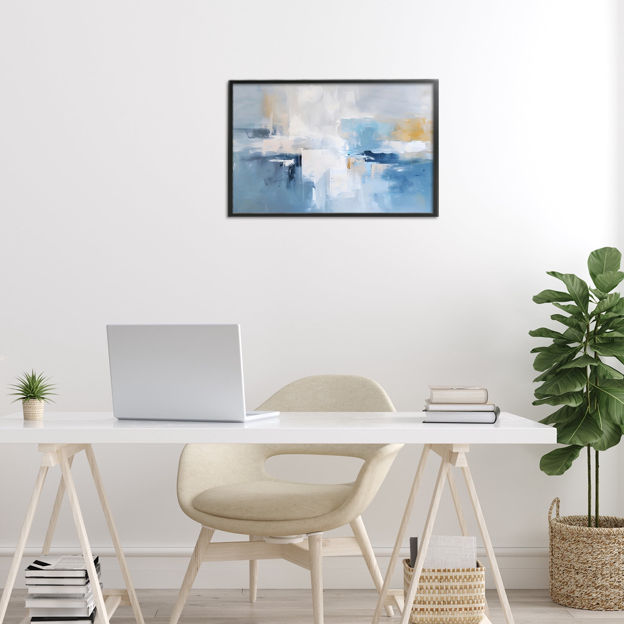 Stupell Industries Blue Sea Mist Horizon Black Framed Giclee Art, design by Creative Studio